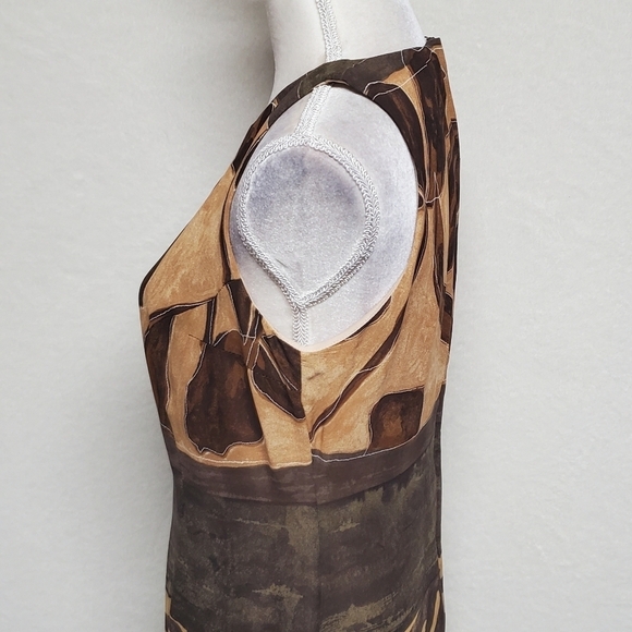 80s Vintage PG Collections Brown Giraffe Print Chiffon Mini Dress Scarf Set 6 - Picture 9 of 16